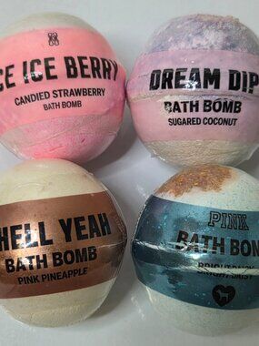 Lot of 4 Victoria’s Secret PINK Bath Bombs Shell Yeah Dream Dip Ice Ice Berry